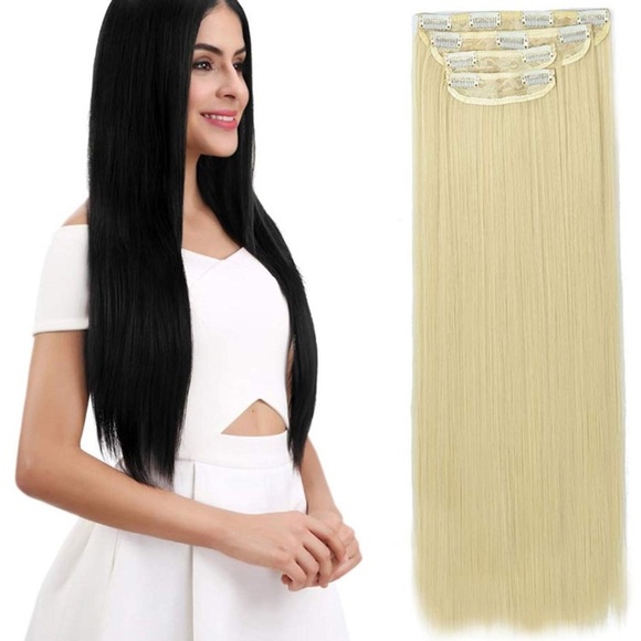24” STRAIGHT BLEACH BLONDE 280 G  4 PEICE CLIP INS main image 4